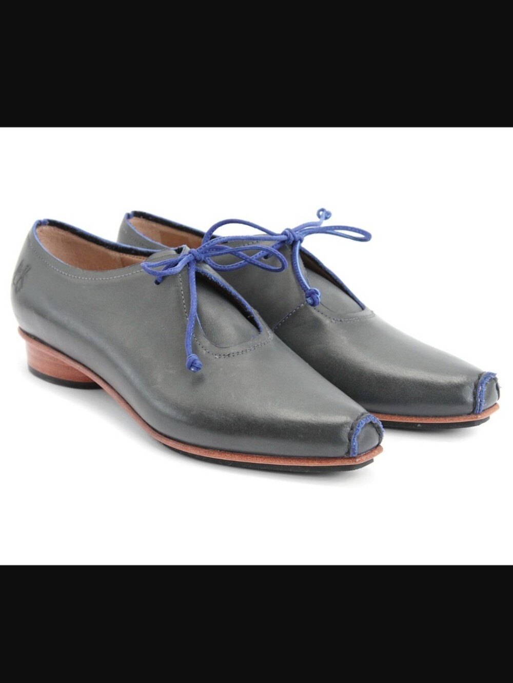 John Fluevog Shoes Le Tube Waterloo Raw-Edged Lace-Up Shoe Dark Grey Blue Size 6